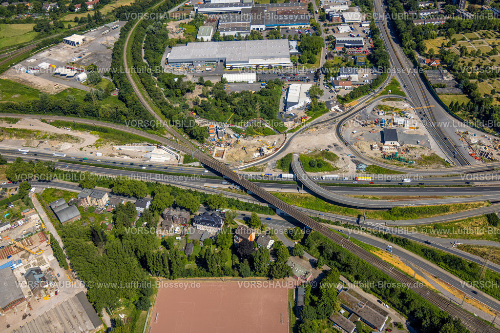 Herne230702386 | Luftbild, Großbaustelle Autobahnkreuz Herne, Autobahn A43 und Autobahn A42, Baukau-West, Herne, Ruhrgebiet, Nordrhein-Westfalen, Deutschland