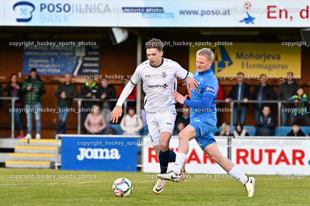 SAK vs. ATUS Velden 19.4.2024 | #18 Nicolas Manuel Modritz ATUS Velden, #6 Toni Dullnig SAK, SAK vs. ATUS Velden 19.4.2024, SAK vs. ATUS Velden am 19.04.2024 in Klagenfurt (Sportpark Welzenegg), Austria, (Photo by Bernd Stefan)