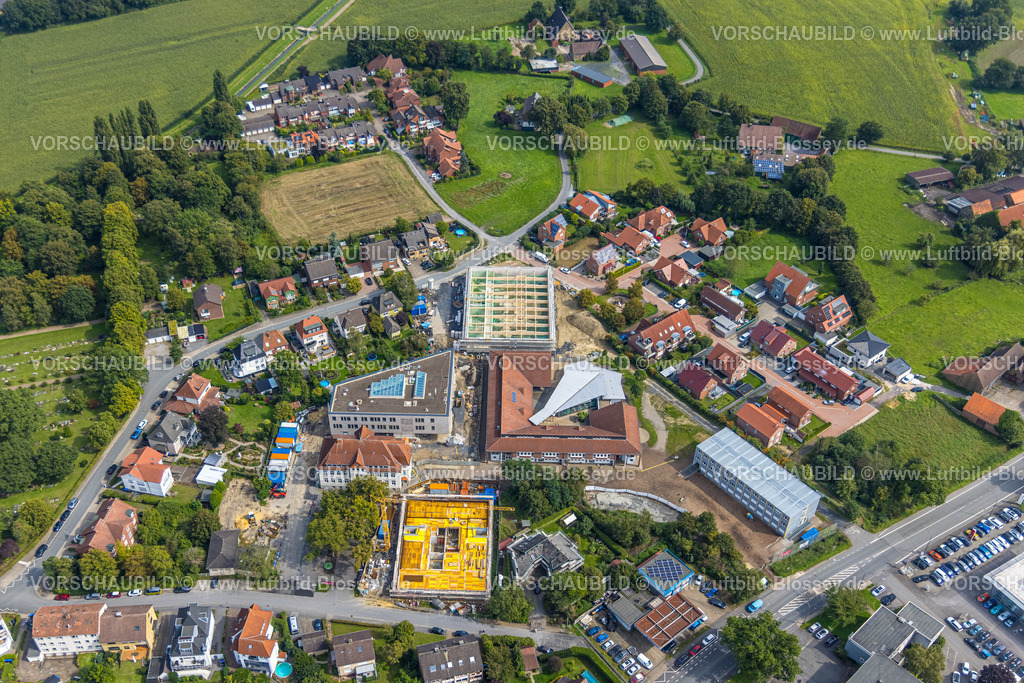 Hamm230902359 | Luftbild, Baustelle mit Neubau und Sanierung Arnold-Freymuth-Gesamtschule / Falkschule, Stadtbezirk Herringen, Hamm, Ruhrgebiet, Nordrhein-Westfalen, Deutschland