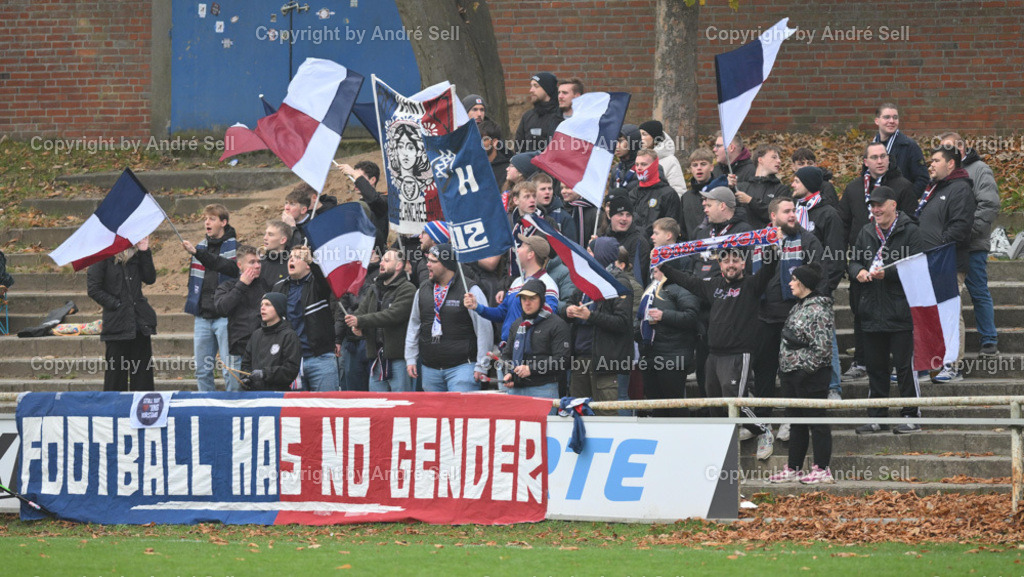 Holstein Kiel vs St. Pauli | Holstein-Fanblock - Fußball-Regionalliga Nord Frauen 2024/2025 / Holstein Kiel vs St. Pauli / Waldwiese / Kiel / 10.11.24 - Realisiert mit Pictrs.com