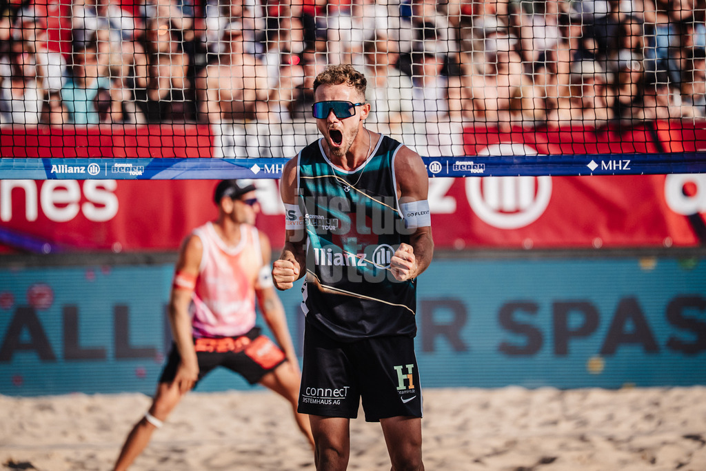 Beachvolleyball | Männer | Allianz German Beach Tour 2025 | Tourstop Berlin | 17.08.2025 | Jonas Sagstetter jubelt