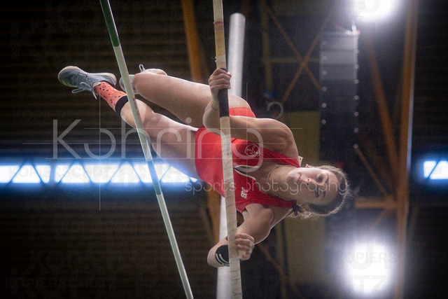 Indoor Meeting Dortmund, 08.02.2026 | DORTMUND, GERMANY - FEBRUARY 8:  Clara Rentz (TSV Bayer 04 Leverkusen) competes in the pole vault during the Indoor Meeting Dortmund at the Helmut-Koernig-Halle on February 8, 2026 in Dortmund, Germany. (Photo by Axel Kohring/Beautiful Sports Int.)