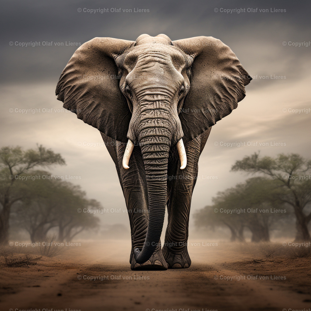 Elefanten in der Savanne | Elefant allein in der Steppe