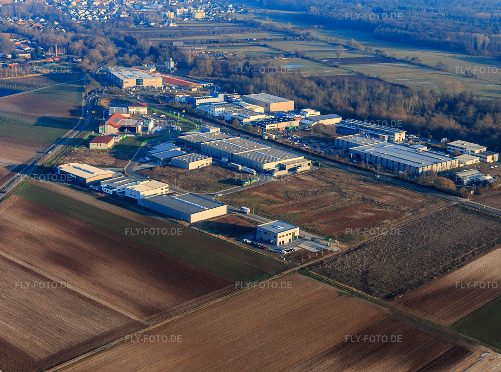 Luftbild: Gewerbepark W II aus Nordwesten in Herxheim bei Landau im Bundesland Rheinland-Pfalz in Deutschland. Foto: IMG_112550.jpg vom 21.01.2019 durch Werner Riehm/FLY-FOTO.de