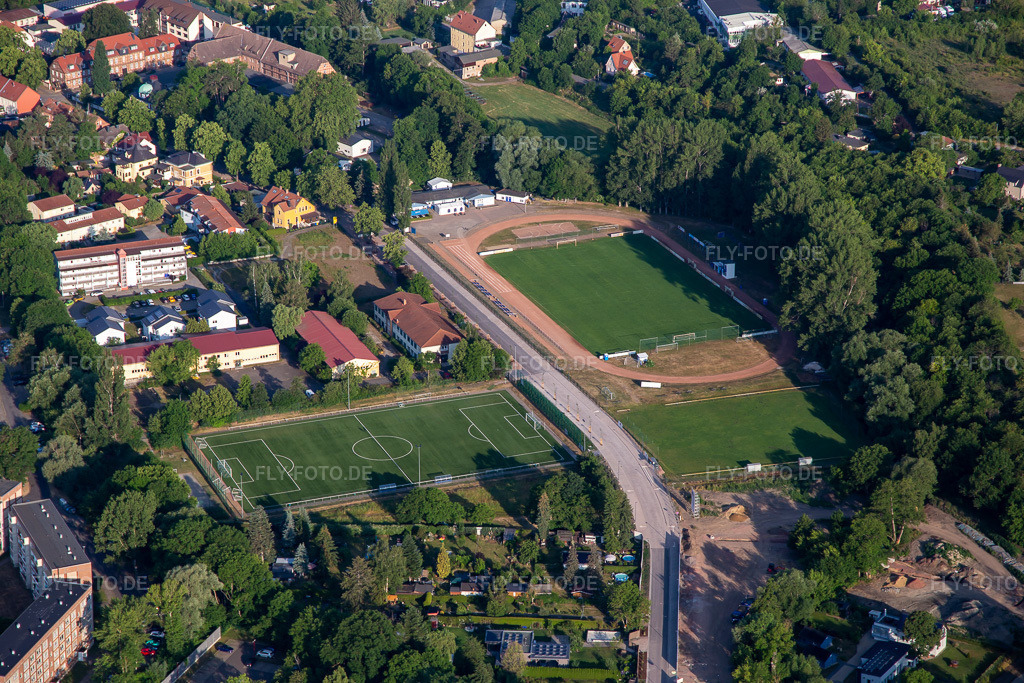 Luftbild: Freizeit-, Sport- und Erholungsareal Lindenstraße, Quedlinburger Sportverein e.V in Quedlinburg im Bundesland Sachsen-Anhalt in Deutschland. Foto: IMG_136314.jpg vom 15.06.2023 durch Werner Riehm/FLY-FOTO.de
