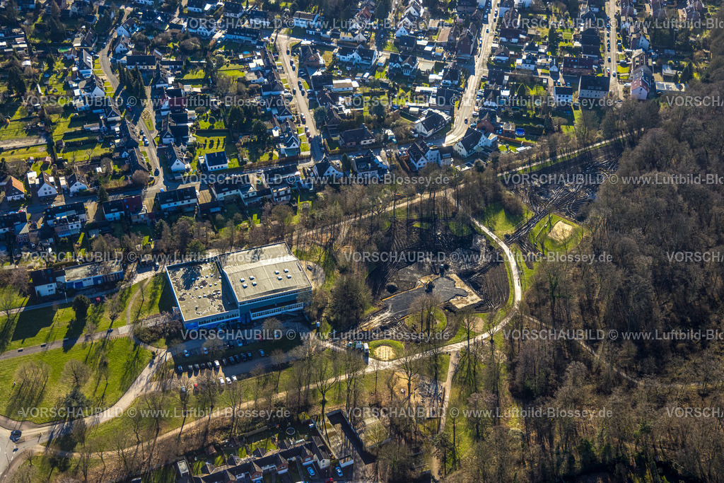 Castrop-Rauxel240106374 | Luftbild, Hallenbad, Baustelle auf der Hallenbadwiese, Castrop-Rauxel, Ruhrgebiet, Nordrhein-Westfalen, Deutschland