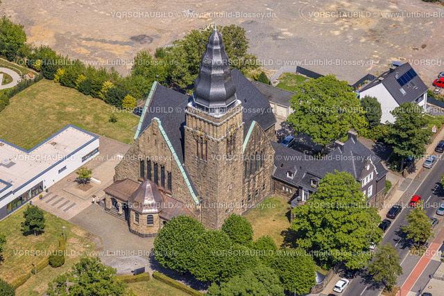 Velbert220803305 | Luftbild, evang. Christuskirche, Velbert, Ruhrgebiet, Nordrhein-Westfalen, Deutschland