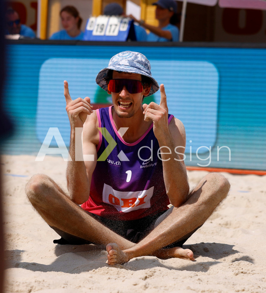 Obi BeachTour 2026 - Basel | BASEL, SWITZERLAND - JULY 19: SIMON HAGENBUCH (SUI) during the Obi BeachTour 2026 match between DILLIER / FLÜCKIGER (SUI) and HAGENBUCH / HAUSSENER (SUI) at Barfüsserplatz on July 19, 2026 in Basel, Switzerland. - Realisiert mit Pictrs.com