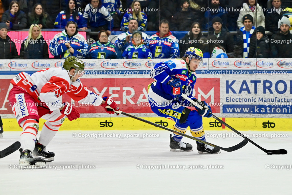 EC IDM WÄRMEPUMPEN VSV vs. HCB Südtirol Alperia | #27 Jason Seed HCB Südtirol Alperia, #22 Nikita Scherbak EC VSV, EC IDM WÄRMEPUMPEN VSV vs. HCB Südtirol Alperia, EC IDM WÄRMEPUMPEN VSV vs. HCB Südtirol Alperia am 28.12.2025 in Villach (Stadthalle Villach), Austria, (Photo by Bernd Stefan)