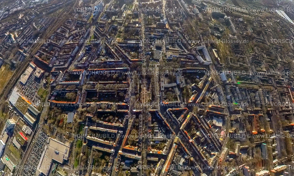 Dortmund240190021NordparkNordstadt | Luftbild, Wohngebiet Nordpark und Nordmarkt der Nordstadt, verkehr, Situation, Erdkugel, Fisheye Aufnahme, Fischaugen Aufnahme, 360 Grad Aufnahme, tiny world, little planet, fisheye Bild, Nordmarkt, Dortmund, Ruhrgebiet, Nordrhein-Westfalen, Deutschland