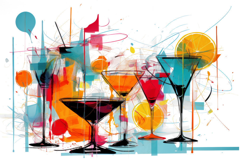 2308005 - Martinis | Bestellen Sie dieses digitale abstrakte Gemälde von Martini Drinks als hochwertigen Kunstruck auf Leinwand, Acrylglas, Alu-Dibond oder als Poster.