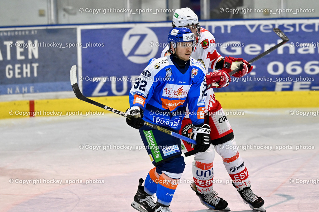 ESC Steindorf vs. ESV Ferlach  | #92 Ratz Patrick ESC Steindorf, #91 Alagic Adis ESV Ferlach, ESC Steindorf vs. ESV Ferlach , ESC Steindorf vs. ESV Ferlach  am 15.02.2026 in Steindorf (Ossiachersee Halle), Austria, (Photo by Bernd Stefan)