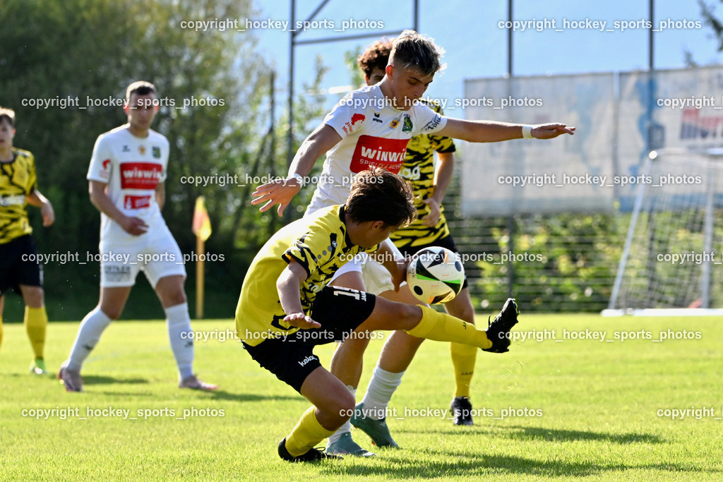 FC Faakersee vs. Rapid Lienz  | #19 Felix Maximilian Opriessnig FC Faakersee, #16 Sandro Unterreiner Rapid Lienz, FC Faakersee vs. Rapid Lienz , FC Faakersee vs. Rapid Lienz  am 04.08.2024 in Faakersee (Sportplatz Faakersee), Austria, (Photo by Bernd Stefan)