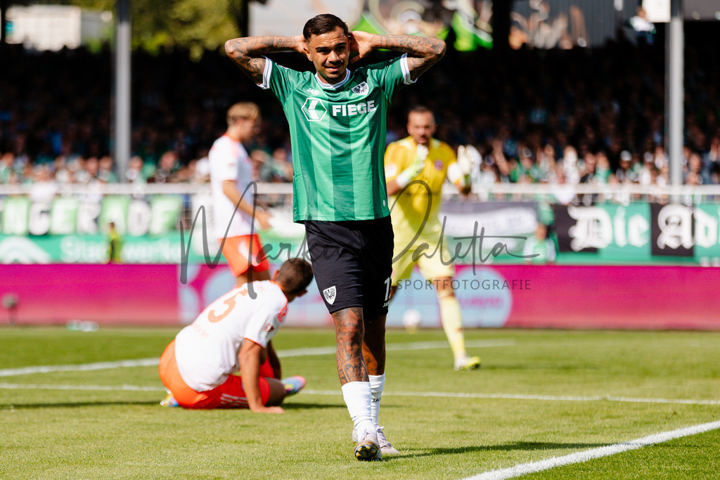 2. Bundesliga, Saison 2025/26, 5. Spieltag : SC Preußen Münster - Fortuna Düsseldorf | Münster, 14.09.2025: 2. Bundesliga, 5. Spieltag, SC Preußen Münster gegen Fortuna Düsseldorf im LVM-Preußenstadion in Münster. Foto: sportfotografie.ms | Markus Paletta - Realisiert mit Pictrs.com