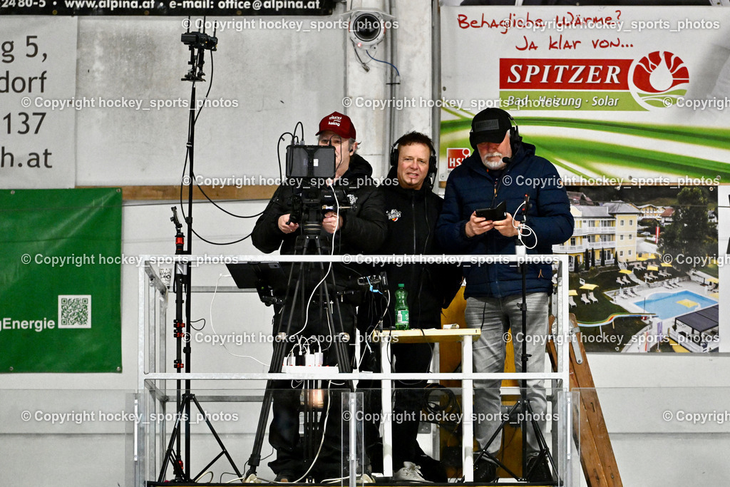ESC SPARKASSE STEINDORF vs. EHC Althofen | Sport Fan Übertragung, Ernst Krawagner Sport Fan, Michael Herzog Löschnig KEHV Präsident, Moderator Sport Fan Rüdiger Wratschnig, ESC SPARKASSE STEINDORF vs. EHC Althofen, ESC SPARKASSE STEINDORF vs. EHC Althofen am 06.03.2026 in Steindorf (Ossiachersee Halle), Austria, (Photo by Bernd Stefan)