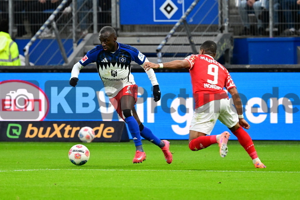 KBS Picture_HSV-Mainz05_041 | v.l. Dompe Jean-Luc (HSV) , Nordin Arnaud (1.FSV Mainz05) ,Sportplatz :  Volksparkstadion, - Realisiert mit Pictrs.com