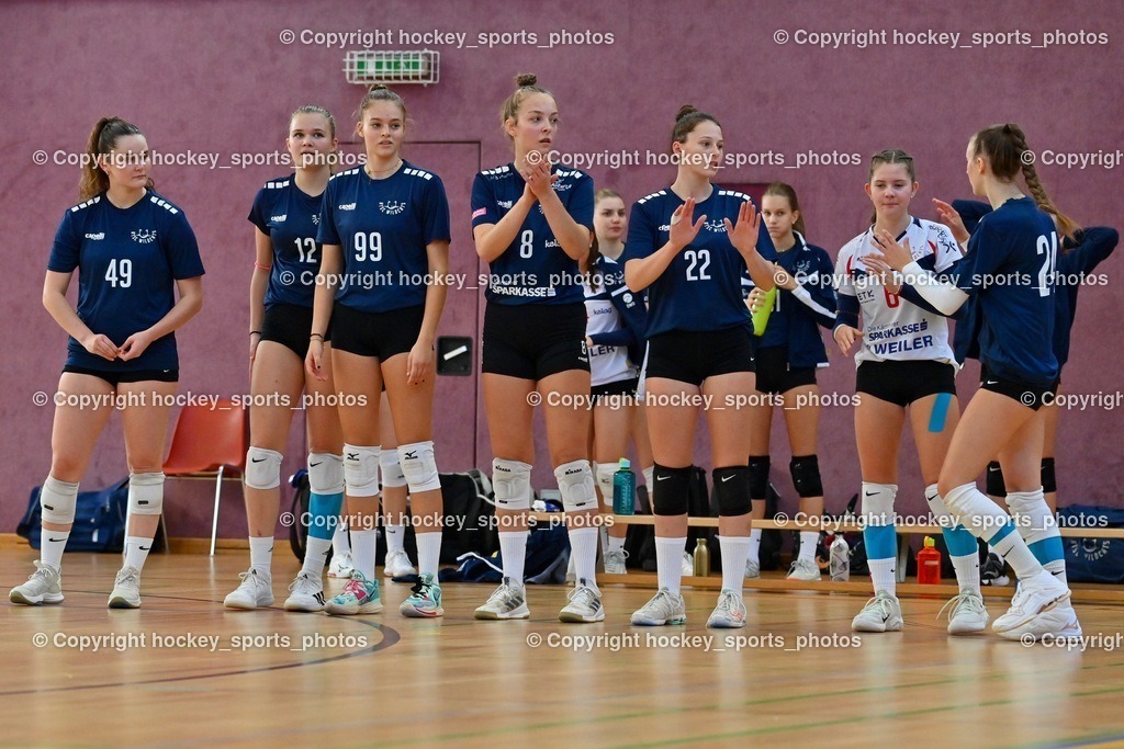ASKÖ Volley Eagles vs. ATSC Kelag Wildcats 16.10.2022 | ATSC Wildcats Mannschaft, #49 JERNEJ Nicole, #12 LIPPITSCH Lotta, #99 HUSANOVIC Lana, #8 GÄRTNER Jana, #22 BOYD Alisa Zoe, #6 GOBER Lea Hemma