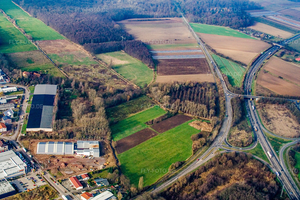 Luftbild: A65 Autobahnausfahrt 20 Kandel Nord in Erlenbach bei Kandel im Bundesland Rheinland-Pfalz in Deutschland. Foto: IMG_14615.jpg vom 26.11.2008 durch Werner Riehm/FLY-FOTO.de