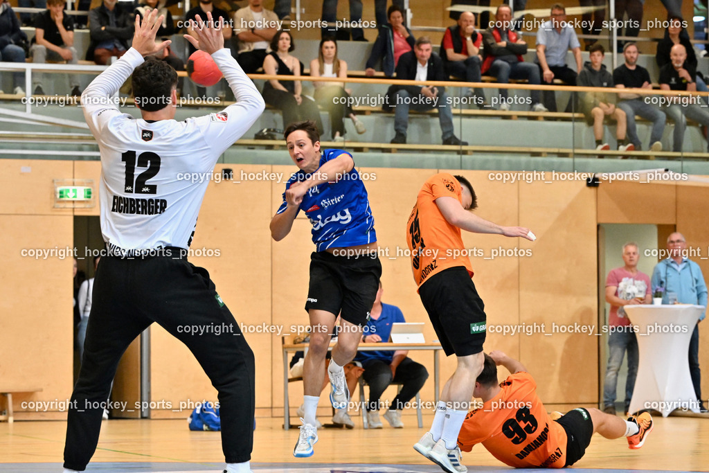 SC Ferlach vs. HSG Holding Graz | #12 EICHBERGER Thomas HSG Graz, #14 Rath Mathias SC Ferlach, #15 OFFNER Paul HSG Graz, #93 DAMJANOSKI Borjan HSG Graz, SC Ferlach vs. HSG Holding Graz, SC Ferlach vs. HSG Holding Graz am 24.05.2025 in Ferlach (Ballspielhalle Ferlach), Austria, (Photo by Bernd Stefan)