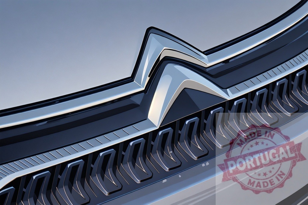 Citroen logo on modern car grille detail | Citroen double chevron logo and chrome grille detail on a modern vehicle - Realisiert mit Pictrs.com