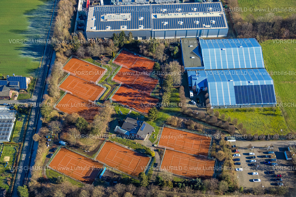 Werne230203066 | Luftbild, Tennisplätze Tennisclub Blau-Weiss Werne, Sport-Alm Halle, Werne, Ruhrgebiet, Nordrhein-Westfalen, Deutschland