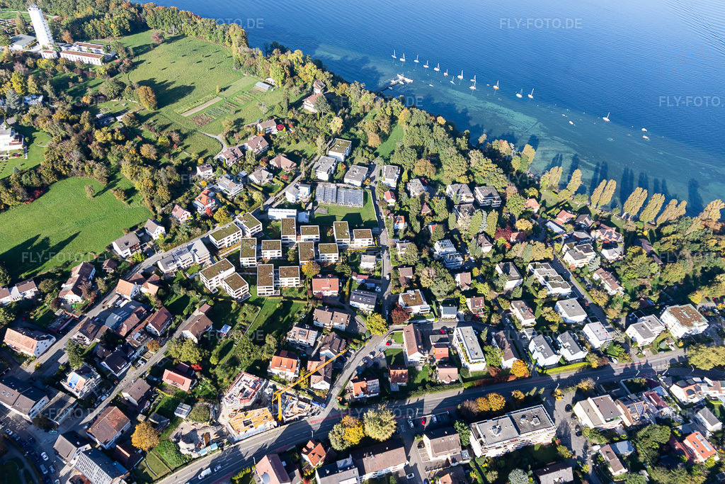 Luftbild: Uferbereiche am Seegebiet des Bodensee im Ortsteil Allmannsdorf in Konstanz im Bundesland Baden-Württemberg in Deutschland. Foto: IMG_119341.jpg vom 14.10.2019 durch Werner Riehm/FLY-FOTO.de