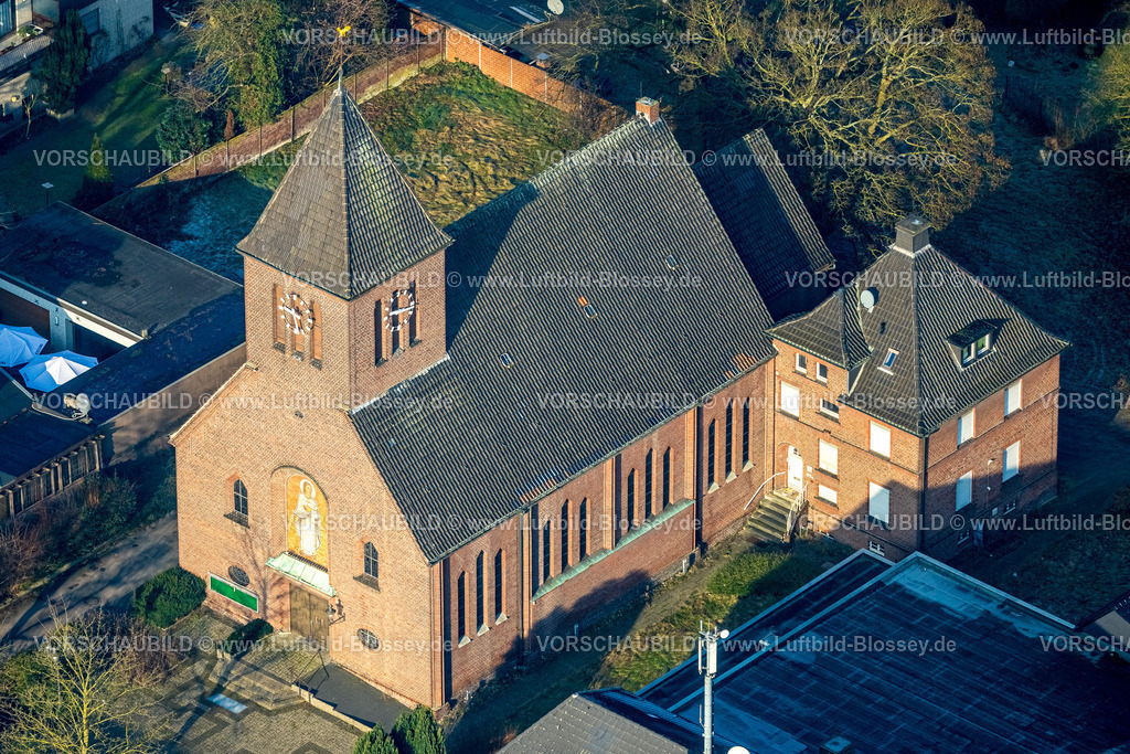 Hamm250201097Bockum-Hoevel | Luftbild, römisch-katholische Herz-Jesu-Kirche an der Hammer Straße, Bockum-Hövel, Hamm, Ruhrgebiet, Nordrhein-Westfalen, Deutschland