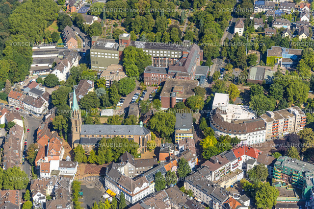 Essen220806742 | Luftbild, Kath. Kirche St. Dionysius, Kath. Klinikum Essen Philippusstift, Borbeck-Mitte, Essen, Ruhrgebiet, Nordrhein-Westfalen, Deutschland