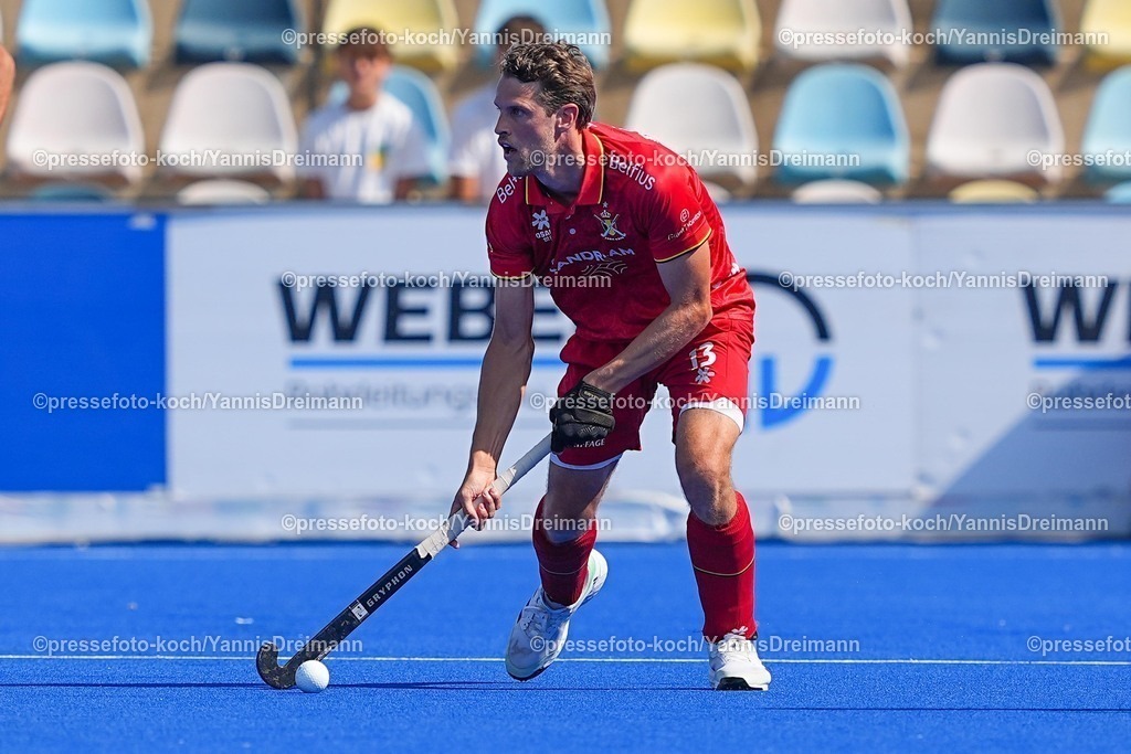 xydrx12082502026 | 12.08.2025, xydrx, Herren EuroHockey Championship 2025, Gruppenphase, Gruppe A, Spanien - Belgien, Sparkassenpark Mönchengladbach: Nicolas de Kerpel (BEL #13)
