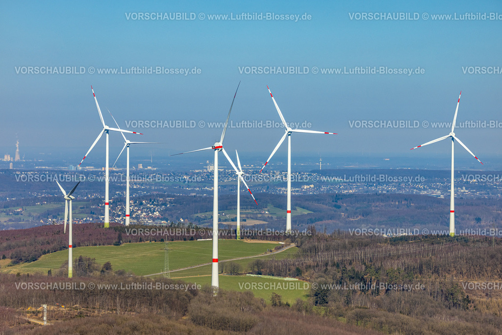Hagen250303986 | Luftbild, Windradpark am Stoppelberg, Fernsicht, Hohenlimburg, Hagen, Ruhrgebiet, Nordrhein-Westfalen, Deutschland