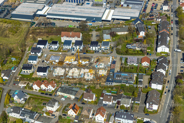 Wetter220401638 | Luftbild, Baustelle mit Neubau Klimaschutzsiedlung Schmandbruch an der Straße Sonnenfeld, Schmandbruch, Wetter, Ruhrgebiet, Nordrhein-Westfalen, Deutschland