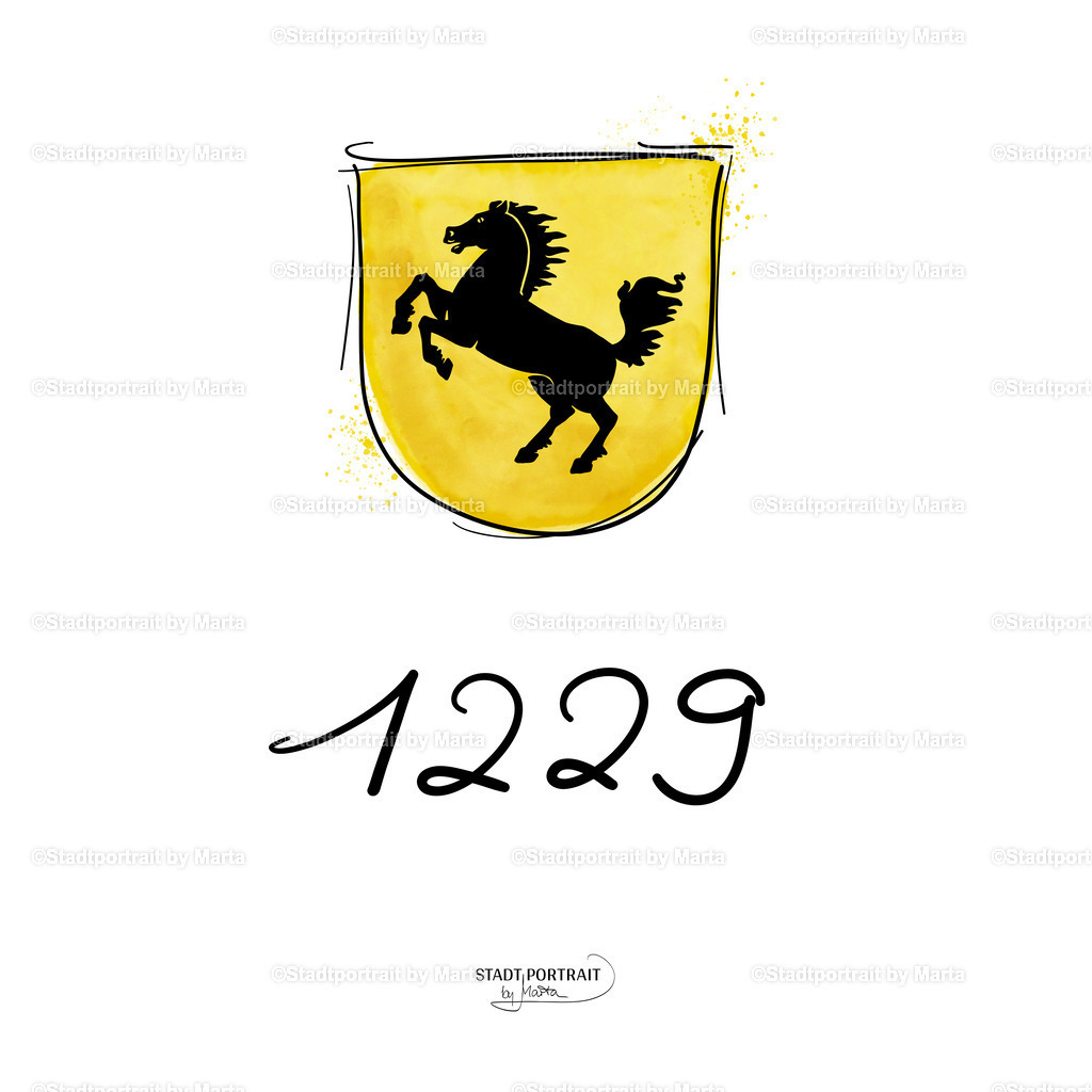stuttgart-wappen-1229-kunstdruck-poster-wandbild | Stadtportrait by Marta