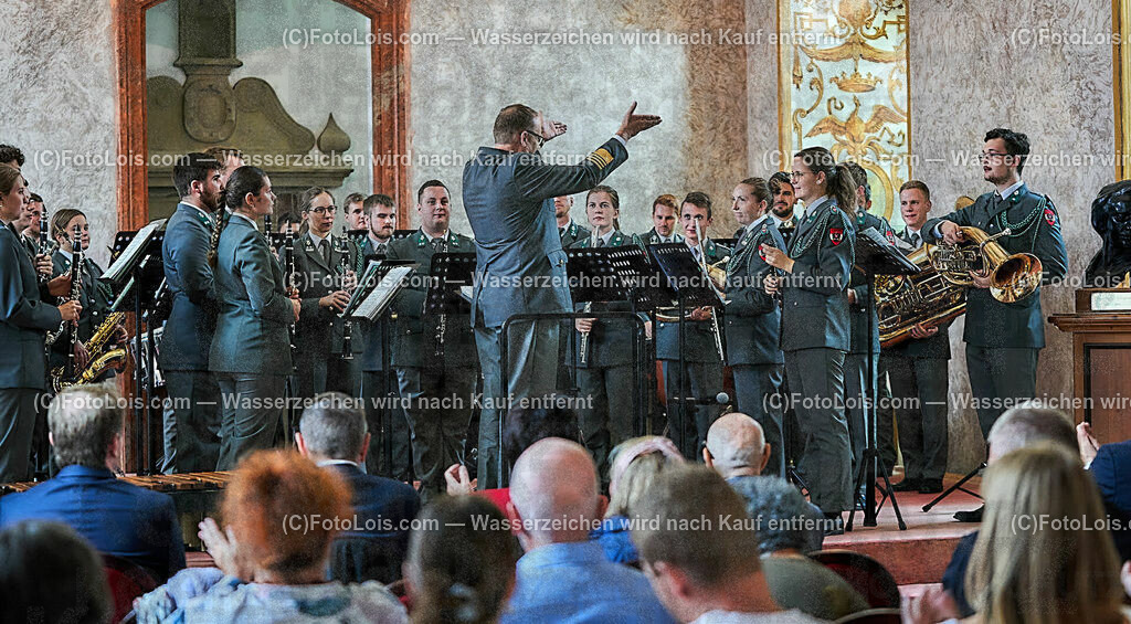 ALS1460_XXXIX-Chopin-Festival_Ausklang_Militaermusikkapelle NOe | (C)FotoLois.com, Alois Spandl, XXXIX. internationales CHOPIN-Festival in der Kartause Gaming, AUSKLANG in der Barockbibliothek mit der Militärmusik Niederösterreich unter der Leitung von Militärkapellmeister Oberst Adolf Obendrauf, So 6. August 2023.