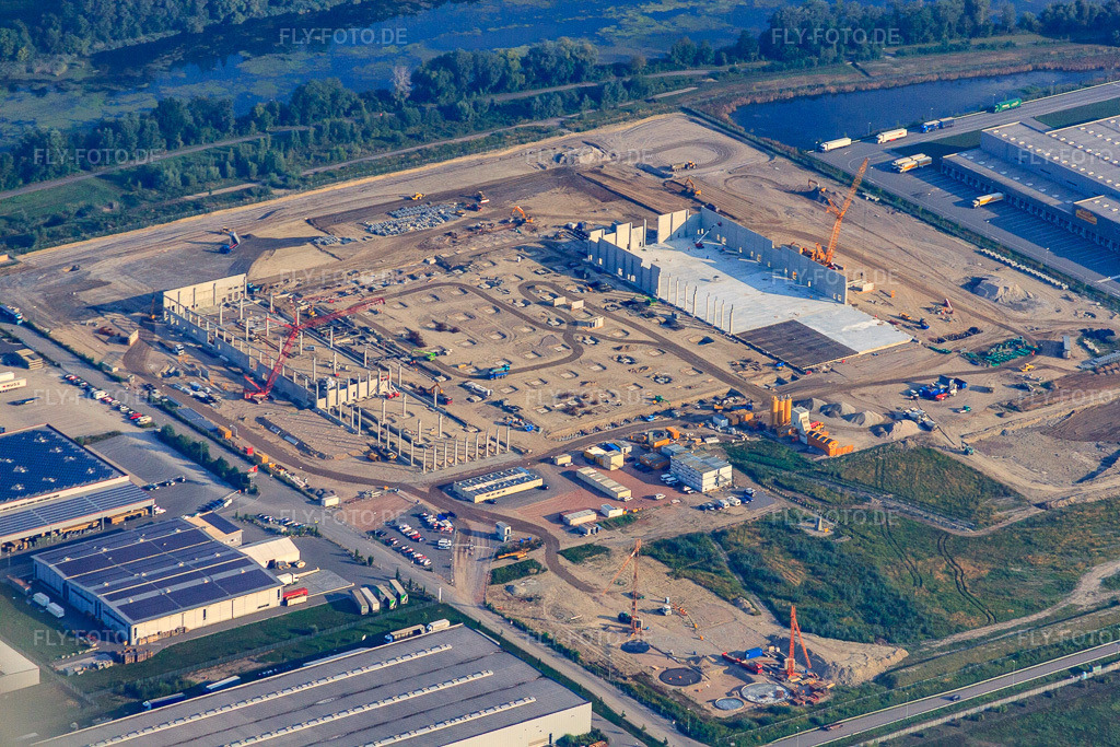 Luftbild: Baustelle für MEG Wörth am Rhein GmbH im Industriegebiet Oberwald in Wörth am Rhein im Bundesland Rheinland-Pfalz in Deutschland. Foto: IMG_52918.jpg vom 05.09.2012 durch Werner Riehm/FLY-FOTO.deMEG Gruppe - MEG Gruppe