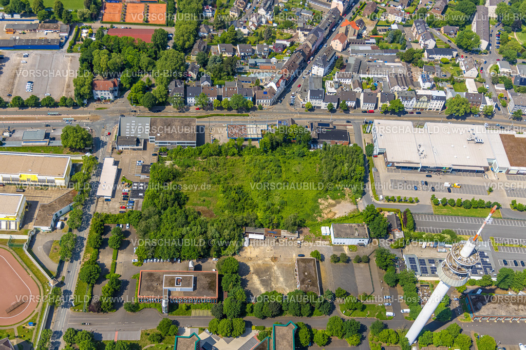 Bochum220503891 | Luftbild, geplanter Moschee Neubau hinter Opel Feix auf dem ehemaligen Telekomareal an der Karl-Lange-Straße, Grumme, Bochum, Ruhrgebiet, Nordrhein-Westfalen, Deutschland