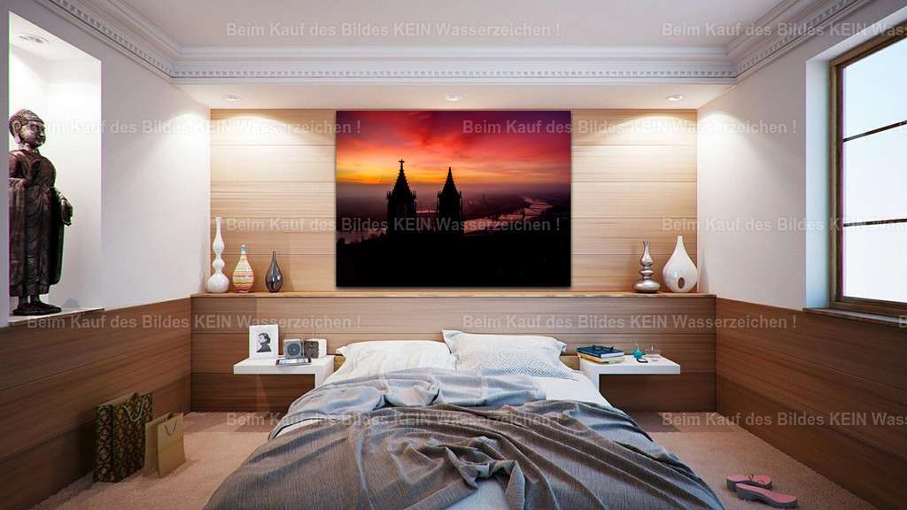 Magdeburg Sonnenaufgang Dom lange-0125 wall_bedroom | Ein außergewöhnlicher Blick auf Magdeburg: Die dunkle Silhouette der Doppeltürme des Magdeburger Doms hebt sich eindrucksvoll vom glutroten und orangefarbenen Himmel ab. Im Hintergrund zeichnen sich die Elbe und die Brücken der Stadt im frühen Morgenlicht ab. Das intensive Farbenspiel verleiht dem Motiv eine geheimnisvolle, beinahe mystische Atmosphäre.Als großformatige Leinwand wird diese Aufnahme zu einem ausdrucksstarken Blickfang. Gerade in einem Schlafzimmer oder einem ruhigen Wohnbereich entfaltet das Zusammenspiel aus dunkler Silhouette und leuchtenden Farben seine besondere Wirkung. Das Bild setzt einen markanten Akzent und bringt die unverwechselbare Stimmung eines Magdeburger Sonnenaufgangs in den Raum.Das von mir selbst fotografierte Motiv ist als hochwertiges Wandbild auf Leinwand oder Acrylglas erhältlich – für alle, die Magdeburg auf eine außergewöhnliche Weise an ihrer Wand erleben möchten. - Realisiert mit Pictrs.com
