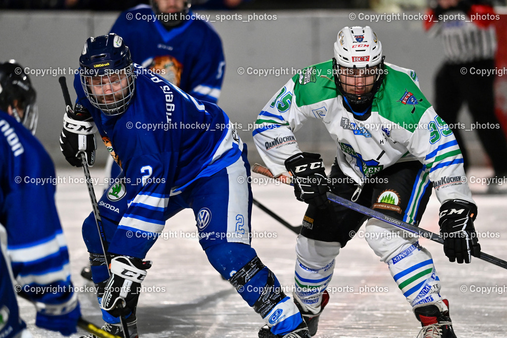 EC Tigers Paternion vs. EC Feld am See Ledenitzen | #2 Pranjic Marko EC Tigers Paternion, #95 Strasser Bernd Feld am See Ledenitzen, EC Tigers Paternion vs. EC Feld am See Ledenitzen, EC Tigers Paternion vs. EC Feld am See Ledenitzen am 19.01.2025 in Villach (Eisplatz Paternion), Austria, (Photo by Bernd Stefan)