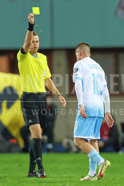 UEFA Europa League 2025/26: SK Sturm Graz vs SK Brann | Graz, Austria, 29.JAN.26 - SOCCER - UEFA Europa League, SK Sturm Graz vs SK Brann Bergen. The image shows Gelbe Karte von Filippo Berardi (SMR).