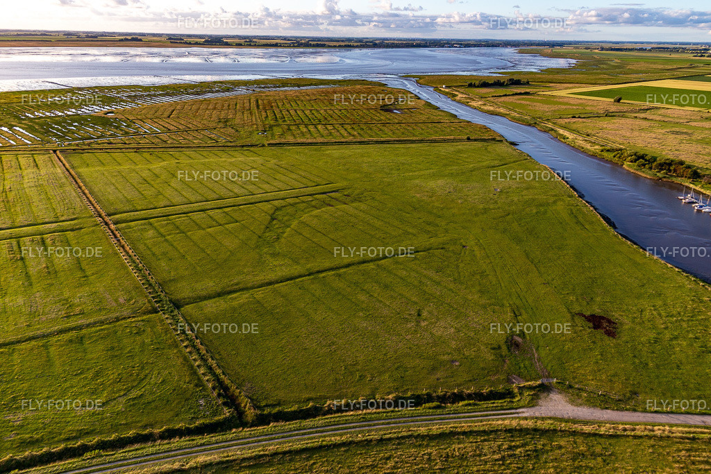 Dithmarscher Eidervorland | Luftbild: Dithmarscher Eidervorland in Wesselburenerkoog im Bundesland Schleswig-Holstein in Deutschland. Foto: IMG_007851.jpg vom 08.07.2020 durch Werner Riehm/FLY-FOTO.de - Realisiert mit Pictrs.com