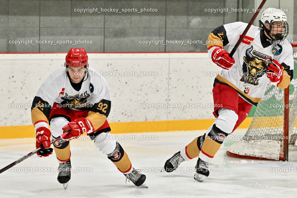 Kuss & Kuss Kings vs. Golden Bulls | #92 Luc Slivnik Golden Bulls, #25 Petritsch Maximilian Golden Bulls, Kuss & Kuss Kings vs. Golden Bulls, Kuss & Kuss Kings vs. Golden Bulls am 30.05.2025 in Ferlach (HTC Eishalle Ferlach), Austria, (Photo by Bernd Stefan)