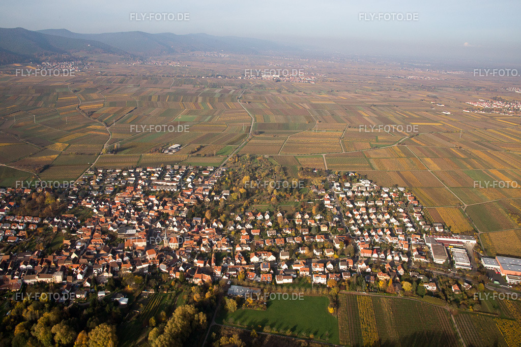 Ortsansicht | Luftbild: Ortsansicht im Ortsteil Godramstein in Landau im Bundesland Rheinland-Pfalz in Deutschland. Foto: IMG_085108.jpg vom 08.11.2015 durch Werner Riehm/FLY-FOTO.de - Realisiert mit Pictrs.com
