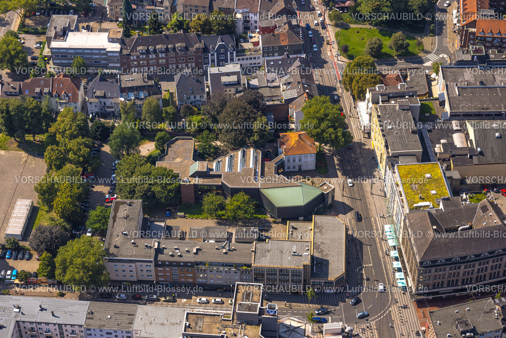Gelsenkirchen240807896GE-Nord | Luftbild, Kunstmuseum Gelsenkirchen, Horster Straße Ecke Hochstraße, Schauburg Filmpalast Kino, Buer, Gelsenkirchen, Ruhrgebiet, Nordrhein-Westfalen, Deutschland