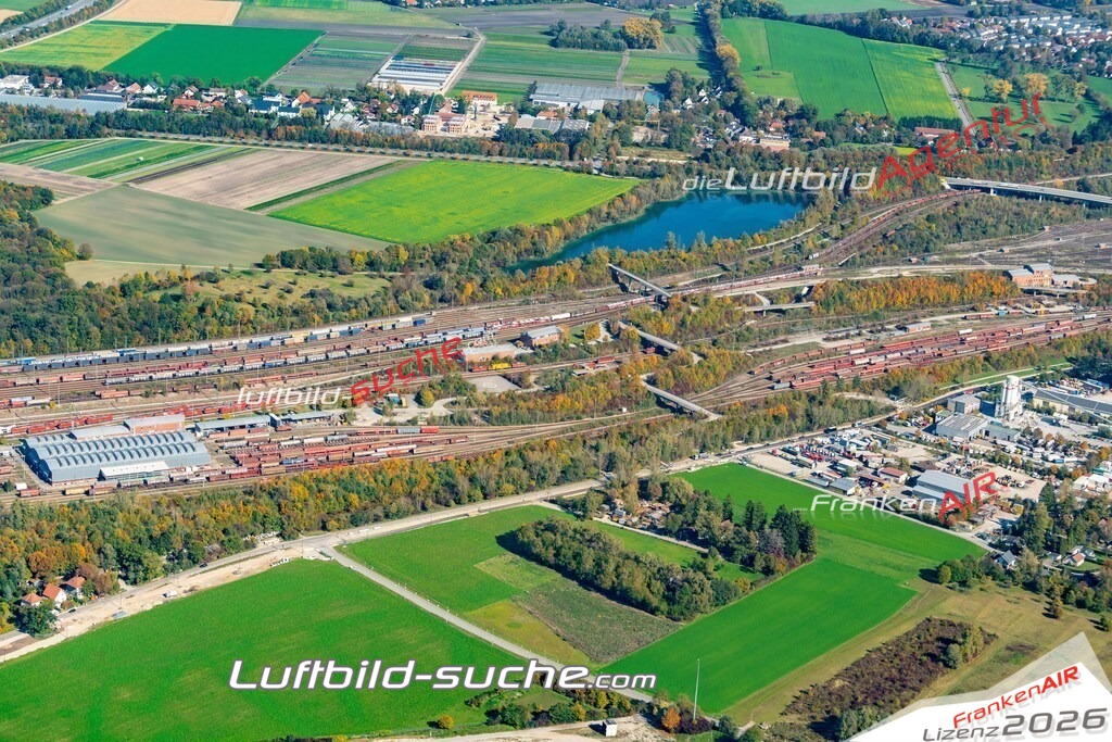 aktuelles Luftbild von Rangierbahnhof Muenchen - Luftaufnahme wurde 2018 von https://frankenair.de mittels Flugzeug (keine Drohne) erstellt.