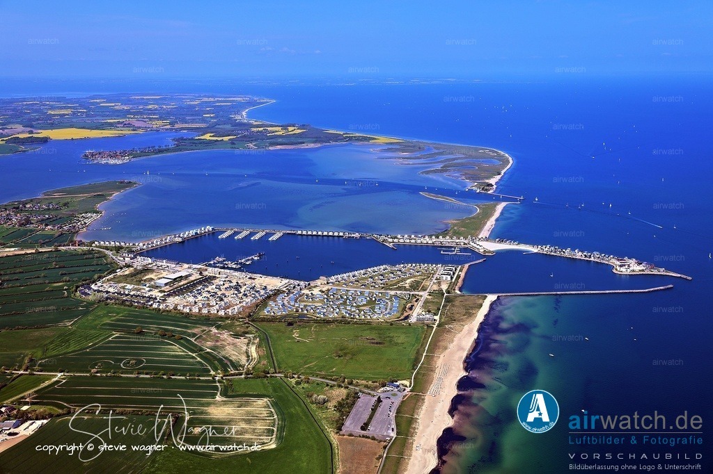 Luftbilder Ostseefjord Schlei, Maasholm, Port Olpenitz, Schleimünde | Das Projekt wurde erheblich verkleinert und erhielt den neuen Namen „Ostseeresort Olpenitz“. Die Helma Ferienimmobilien GmbH entwickelte ein neues Konzept, das bis 2021 abgeschlossen werden sollte.