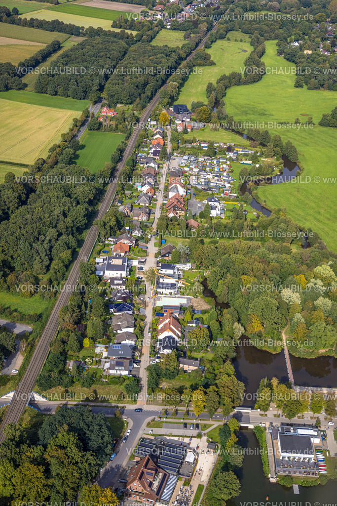 Haltern230905761 | Luftbild, Wohnsiedlung Im Mühlbachtal, an der Bahnlinie, Sythen, Haltern am See, Ruhrgebiet Münsterland, Nordrhein-Westfalen, Deutschland