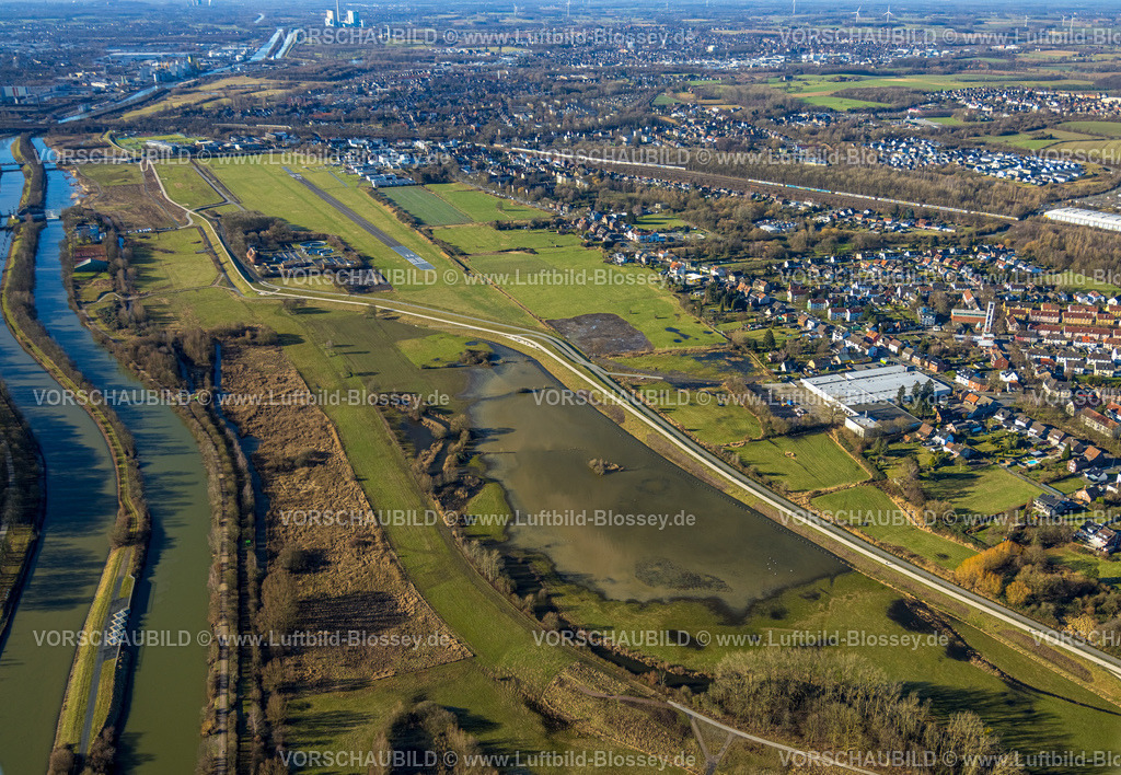 Hamm240105310 | Luftbild des neuen Auepark zwischen Fährstrasse und Flugplatz Hamm-Lippewiesen, Lippehochwasser,  Stadtbezirk Heessen, Hamm, Ruhrgebiet, Nordrhein-Westfalen, Deutschland