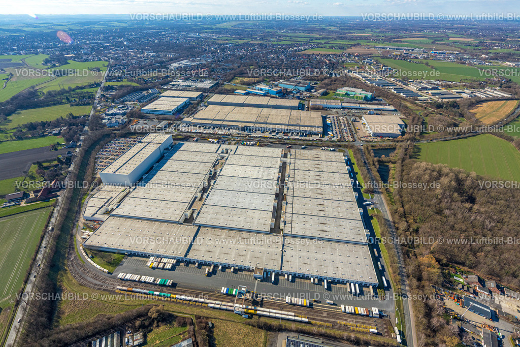 Unna230214150 | Luftbild, Logistikpark Gewerbegebiet Unna-Nord mit Fiege Unna GmbH und DHL Solutions, Alte Heide, Unna, Ruhrgebiet, Nordrhein-Westfalen, Deutschland