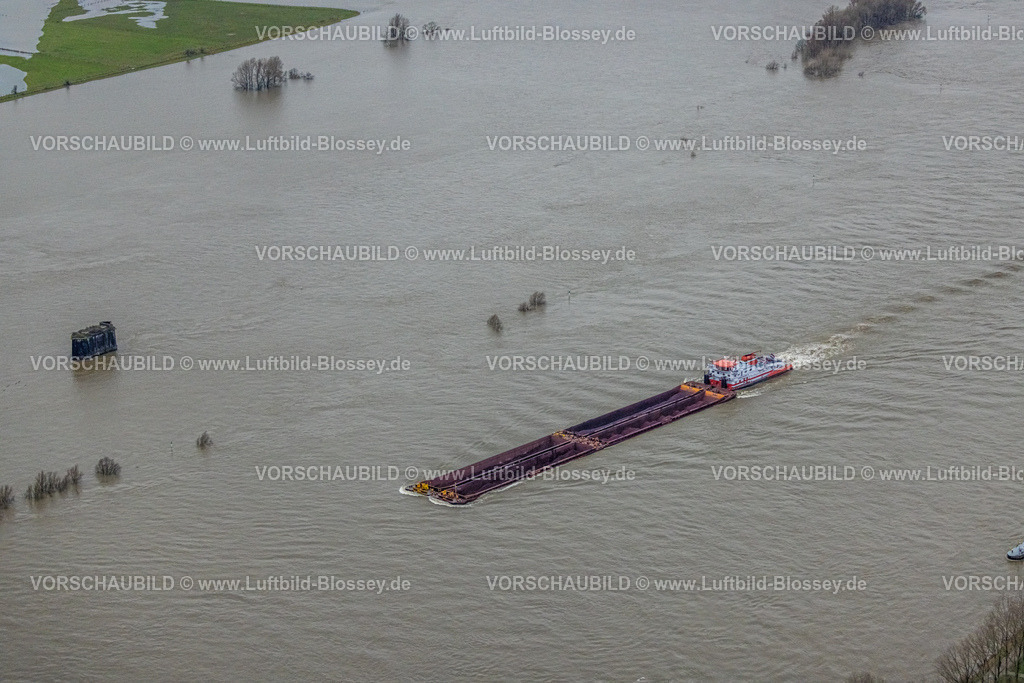 Wesel231203805 | Luftbild vom Weihnachtshochwasser 2023 am Rhein, der Rhein tritt nach starken Regenfällen über die Ufer,  , Wesel, Ruhrgebiet, Niederrhein, Nordrhein-Westfalen, Deutschland
