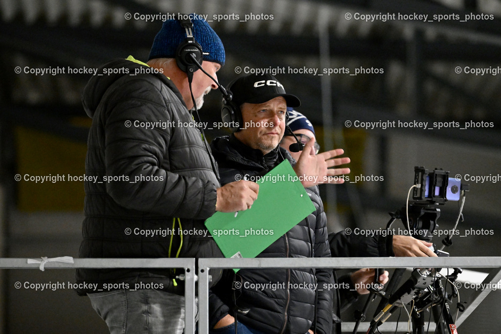 ESC Steindorf vs. MET PHOTOVOLTAIK HORNETS SPITTAL | Sport Fan, Ernst Krawagner, Rüdiger Wratschnig Moderator Sport Fan, KEHV Präsident Michael Herzog Löschnig, ESC Steindorf vs. MET PHOTOVOLTAIK HORNETS SPITTAL, ESC Steindorf vs. MET PHOTOVOLTAIK HORNETS SPITTAL am 26.10.2024 in Steindorf (Ossiachersee Halle), Austria, (Photo by Bernd Stefan)