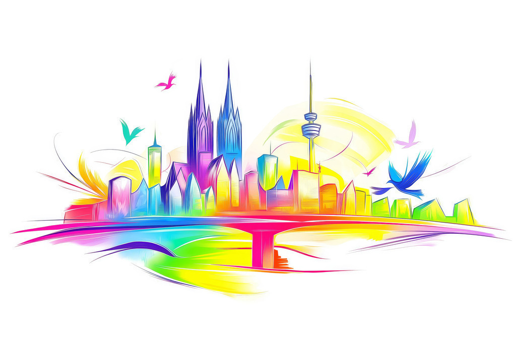 2412022 - Abstrakte Köln Skyline | Abstraktes Köln Motiv im Stil einer Illustration.